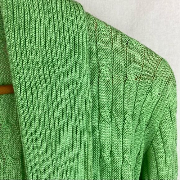 Ralph Lauren Green Knit Open Front Long Sleeve Duster Cardigan Sweater M - Picture 4 of 6